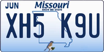 MO license plate XH5K9U