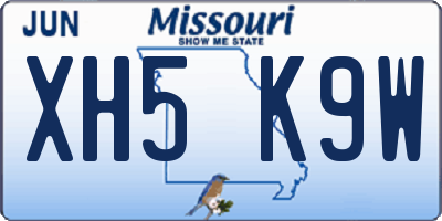 MO license plate XH5K9W