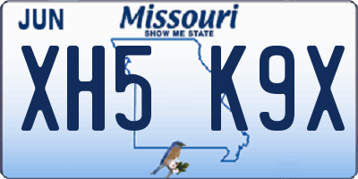 MO license plate XH5K9X