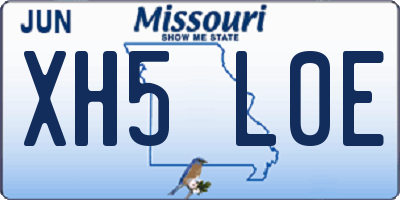 MO license plate XH5L0E