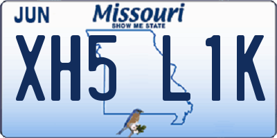 MO license plate XH5L1K