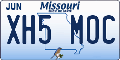MO license plate XH5M0C