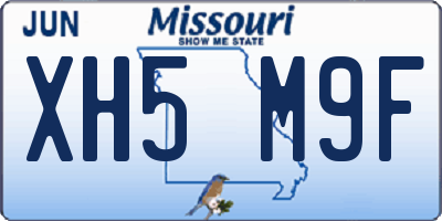 MO license plate XH5M9F