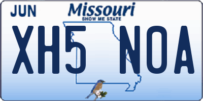 MO license plate XH5N0A