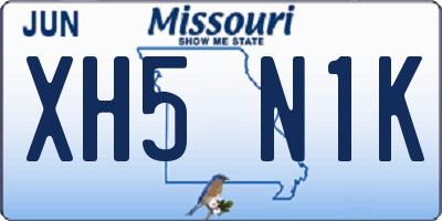 MO license plate XH5N1K