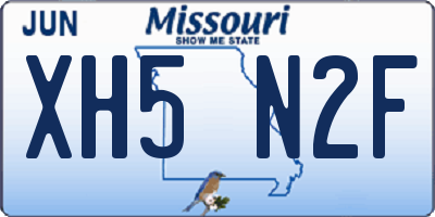 MO license plate XH5N2F