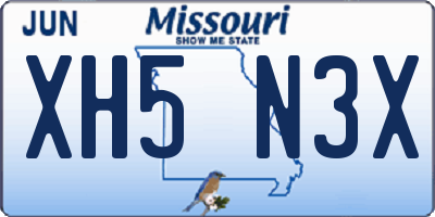 MO license plate XH5N3X