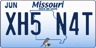MO license plate XH5N4T
