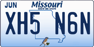 MO license plate XH5N6N