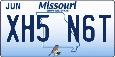 MO license plate XH5N6T