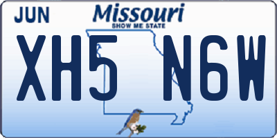 MO license plate XH5N6W