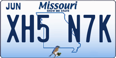 MO license plate XH5N7K