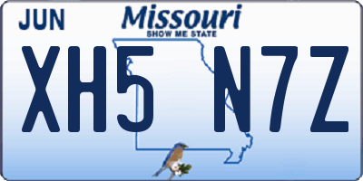 MO license plate XH5N7Z