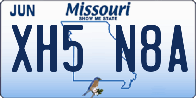 MO license plate XH5N8A