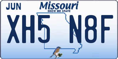 MO license plate XH5N8F