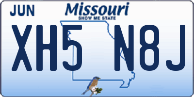 MO license plate XH5N8J