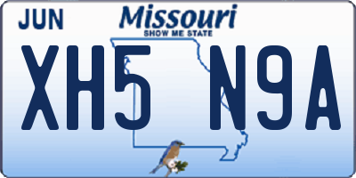 MO license plate XH5N9A