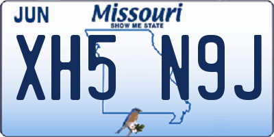 MO license plate XH5N9J