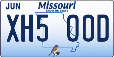 MO license plate XH5O0D