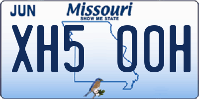 MO license plate XH5O0H