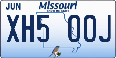 MO license plate XH5O0J