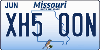 MO license plate XH5O0N