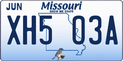 MO license plate XH5O3A