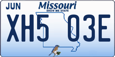 MO license plate XH5O3E