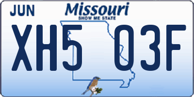 MO license plate XH5O3F