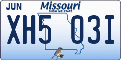 MO license plate XH5O3I