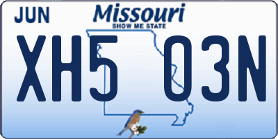 MO license plate XH5O3N