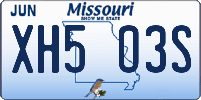 MO license plate XH5O3S