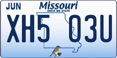 MO license plate XH5O3U