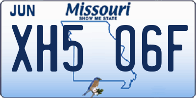 MO license plate XH5O6F