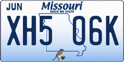 MO license plate XH5O6K