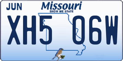 MO license plate XH5O6W