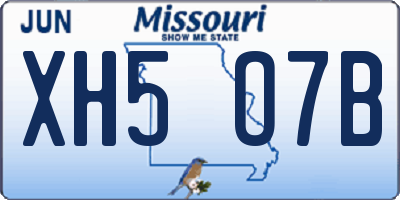 MO license plate XH5O7B