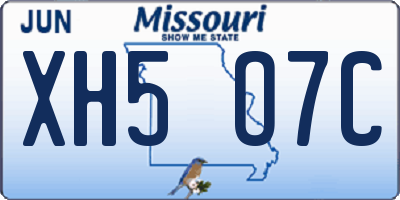 MO license plate XH5O7C