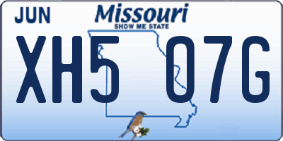 MO license plate XH5O7G
