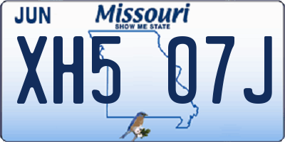 MO license plate XH5O7J