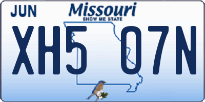 MO license plate XH5O7N