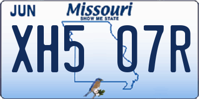 MO license plate XH5O7R