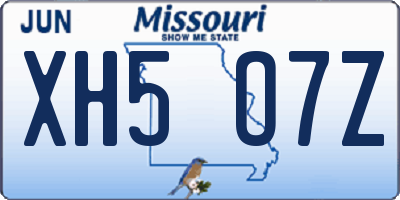 MO license plate XH5O7Z
