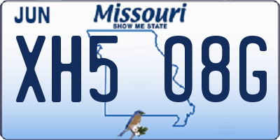 MO license plate XH5O8G