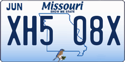 MO license plate XH5O8X