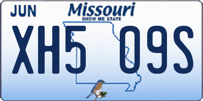 MO license plate XH5O9S