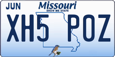 MO license plate XH5P0Z