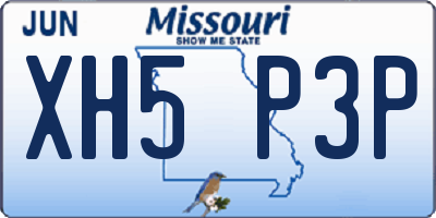 MO license plate XH5P3P