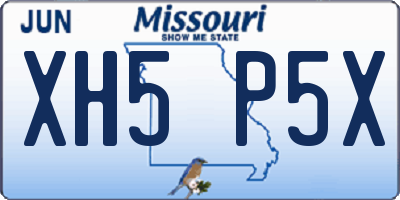 MO license plate XH5P5X