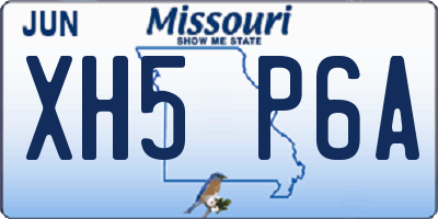 MO license plate XH5P6A